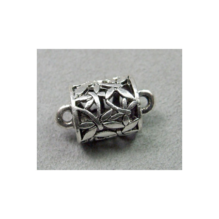 Perle métallisée tonneau 15mm argenté (x1)