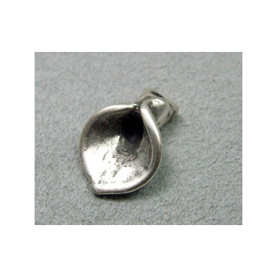 Perle intercalaire feuille 20x15mm - argenté (x1)