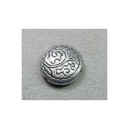 Perle intercalaire en résine disque 18mm - argenté (x1)