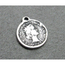 Breloque Argenté Pièce anglaise 14mm (x1)