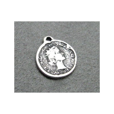 Breloque Argenté Pièce anglaise 14mm (x1)