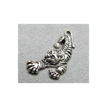 Breloque Argenté Tigre 30x25mm (x1)