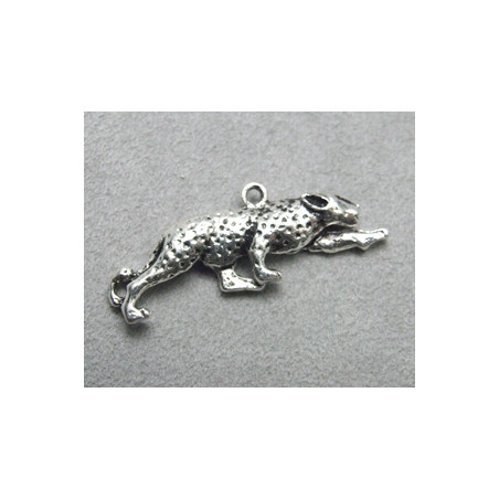 Breloque Argenté Léopard 42x15mm (x1)