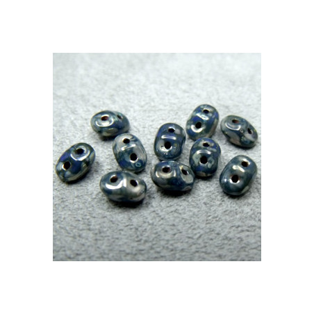 Perles Super Duo 2,5X5mm Opaque Sapphire - Picasso (x 10gr env.)  