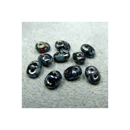 Perles Super Duo 2,5X5mm Jet Picasso (x 10gr env.)