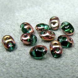 Perles Super Duo 2,5X5mm Capri Gold - Emerald (x 10gr env.) 