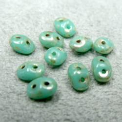 Perles Super Duo 2,5X5mm Turquoise Green - Picasso (x 10gr env.) 