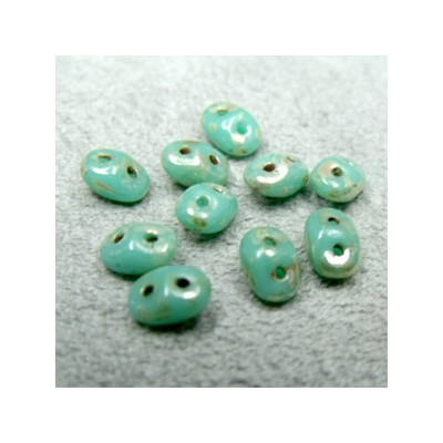 Perles Super Duo 2,5X5mm Turquoise Green - Picasso (x 10gr env.) 