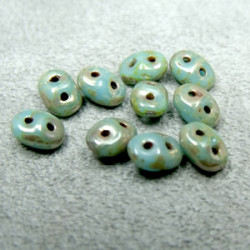 Perles Super Duo 2,5X5mm Turquoise Blue - Picasso (x 10gr env.) 