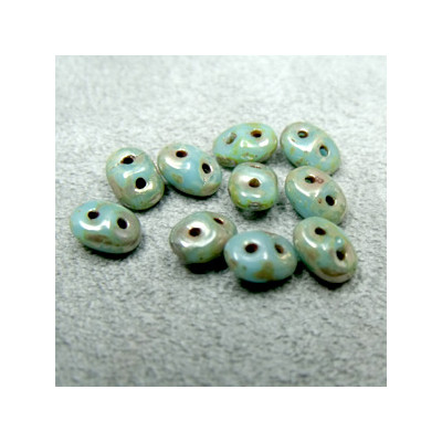 Perles Super Duo 2,5X5mm Turquoise Blue - Picasso (x 10gr env.) 