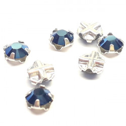 Strass a coudre 4mm Metallic blue (x6)
