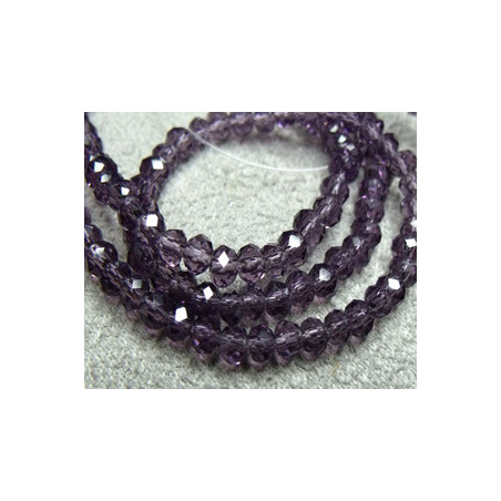 Fils de 140 perles rondes aplaties en Cristal de Chine 3x2mm Tanzanite (x 1 fil de 140 perles)