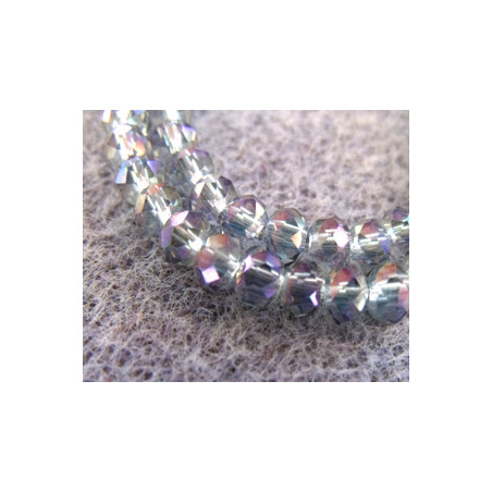 Fils de 100 perles rondes aplaties en Cristal de Chine 3x2mm Crystal Violet (x 1 fil de 100 perles)