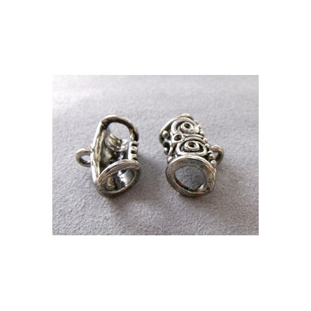 Porte Breloque Vieil Argent avec anneau 21X14X6mm (X1) 