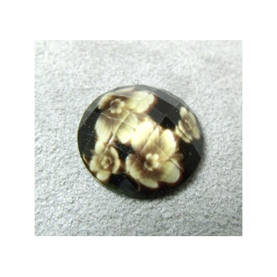 Cabochon en Résine Fleuri Approx 20mm Beige (X1)