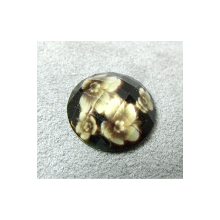 Cabochon en Résine Fleuri Approx 20mm Beige (X1)