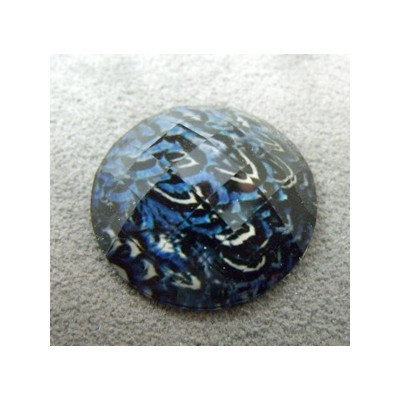 Cabochon en Résine Zebre Approx 24mm Bleu Fonce (X1)