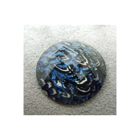 Cabochon en Résine Zebre Approx 24mm Bleu Fonce (X1)