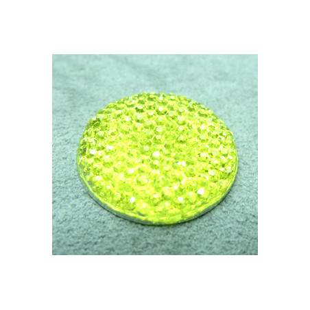 Cabochon en Résine Strass Approx 24mm Jaune (X1)