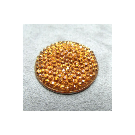 Cabochon en Résine Strass Approx 24mm Marron (X1)