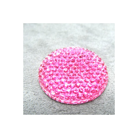 Cabochon en Résine Strass Approx 24mm Rose (X1)