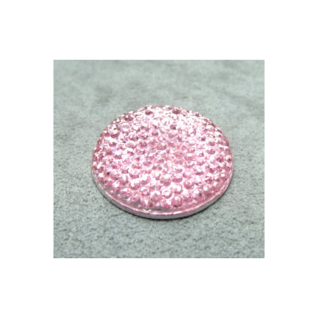 Cabochon en Résine Strass Approx 24mm Rose Clair (X1)