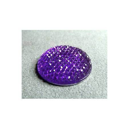Cabochon en Résine Strass Approx 24mm Violet Fonce (X1)
