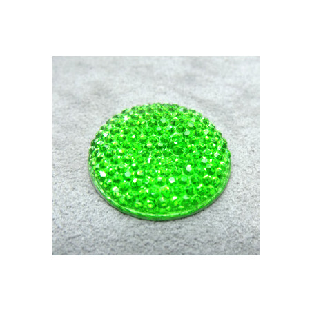 Cabochon en Résine Strass Approx 24mm Vert Peridot (X1)