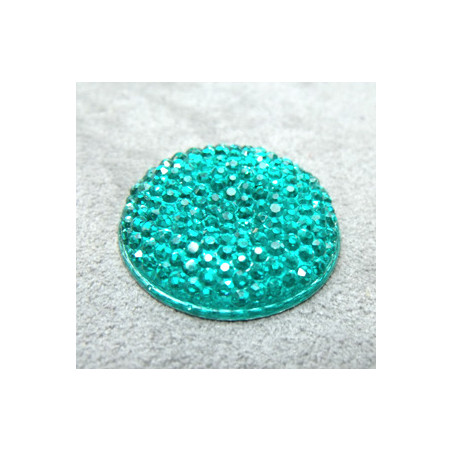 Cabochon en Résine Strass Approx 24mm Blue Zircoon (X1)