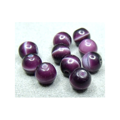 Perle en Verre de Bohême 6mm Amethyste Marbre (x25)