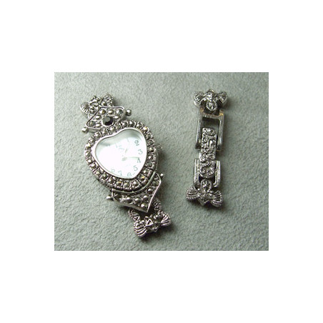 Cadran Coeur Strass 19x35mm Argente (x1)