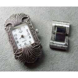 Cadran Rectangle Strass 35x20mm Argente (x1)