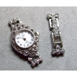 Cadran Oval Strass 28x20mm Argente (x1)