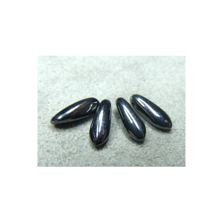 Dague en verre de Bohême 3x11mm - Hématite (x30)
