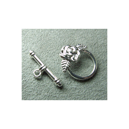 Fermoir Argenté rose 15mm (x1)