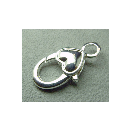 Fermoir Mousqueton Coeur Argent 29mm (x1)