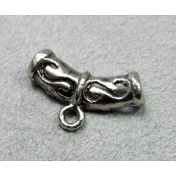 Perle porte-breloque tube 22x12mm - argenté (x1)
