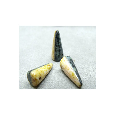 Spikes en verre de Bohême 17x7mm Black White Picasso (x1) 