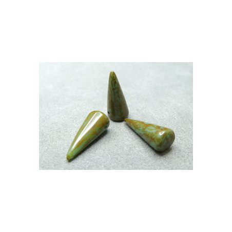 Spikes en verre de Bohême 17x7mm Turquoise Picasso (x1) 