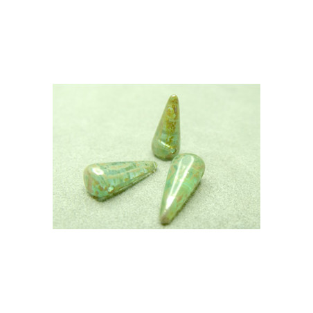 Spikes en verre de Bohême 17x7mm Matte Aqua Silver Picasso(x1) 