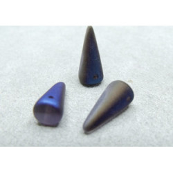 Spikes en verre de Bohême 17x7mm matte Tanzanite Celsian (x1) 