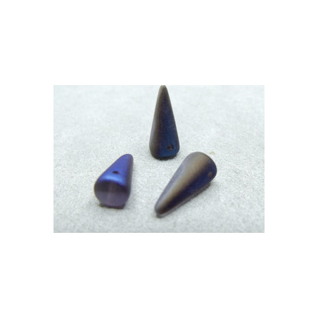 Spikes en verre de Bohême 17x7mm matte Tanzanite Celsian (x1) 