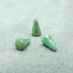 Spikes en verre de Bohême 8x5mm Green Turquoise Silver Picasso (x1)
