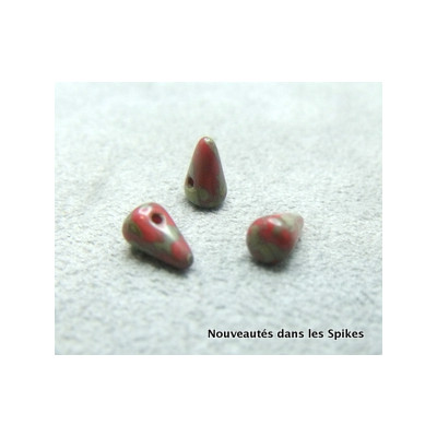 Spikes en verre de Bohême 8x5mm Burgundy Picasso (x1)