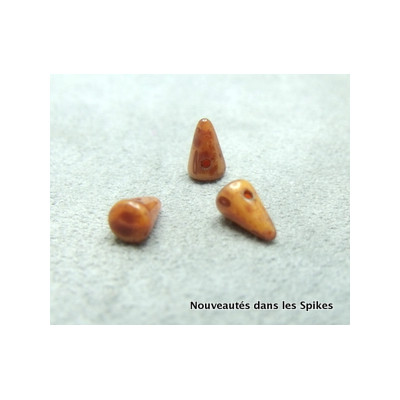 Spikes en verre de Bohême 8x5mm Coral Pink Picasso (x1)