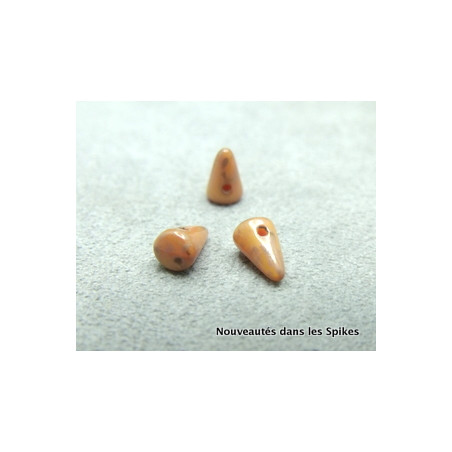 Spikes en verre de Bohême 8x5mm Coral Pink Sylver Picasso (x1)