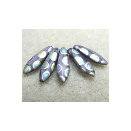 Dague en verre de Bohême 5x16mm - Violet Mat peacock (x20)