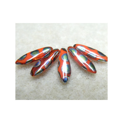 Dague en verre de Bohême 5x16mm - Red peacock (x20) 