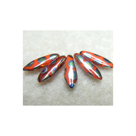 Dague en verre de Bohême 5x16mm - Red peacock (x20) 