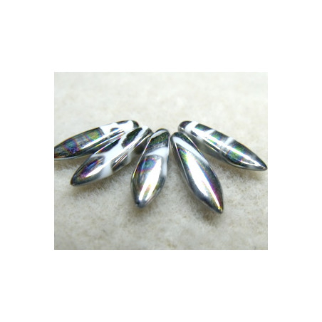 Dague en verre de Bohême 5x16mm - Chalkwite Zebra Vitrail peacock (x20)